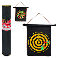 Дартс MS 0099 двосторонній, 12 дюймів, дротики з магнітом 6 шт, розмір поля 40-32см , в тубусе