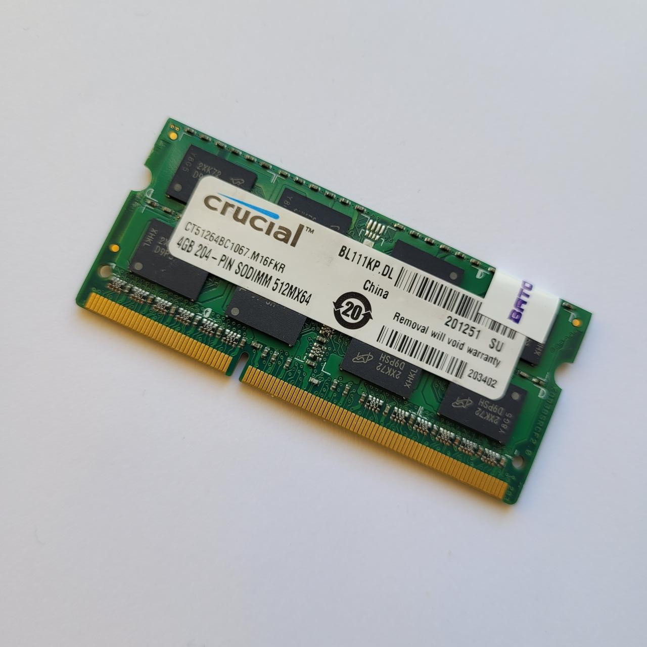 Оперативная память для ноутбука Crucial SODIMM DDR3 4Gb 1066MHz