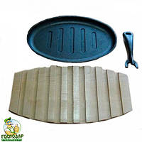 Сковорода чавунна порційна (гриль, підставка-дерево, ручка) KN27. Розпродаж у зв'язку із закриттям магазину!!