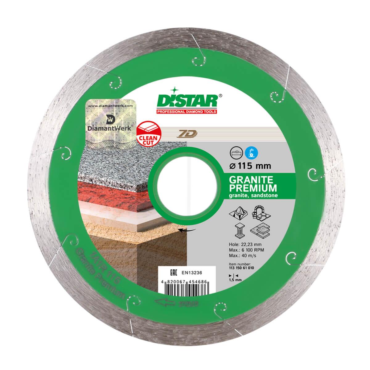 Круг алмазний відрізний Distar 1A1R 125x1,5x8x22,23 Granite Premium