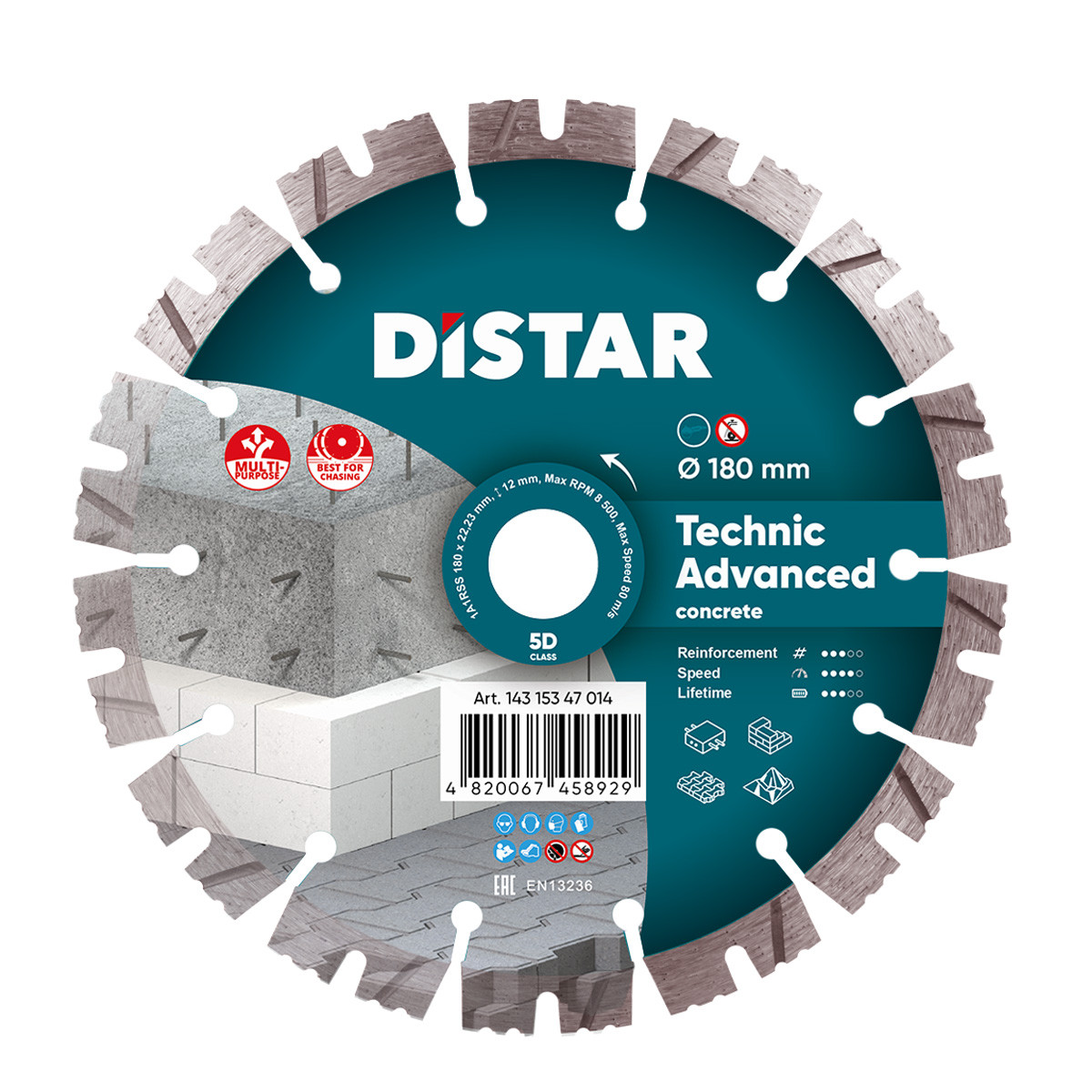 Круг алмазний відрізний Distar 1A1RSS/C3-H 180x2,6/1,8x12x22,23-14 Technic Advanced