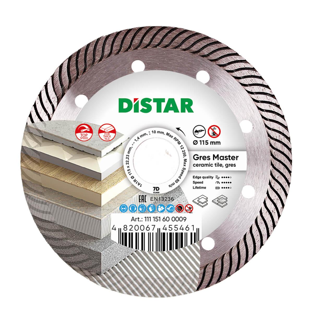 Круг алмазний відрізний Distar 1A1R 115x1,4x10x22,23 Gres Master