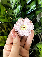 В'язаний декор "Квітка на 6 пелюсток", 4 см, ніжно-рожевий