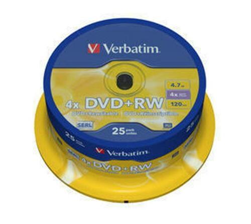 Диск Verbatim DVD+RW SERL 4.7GB 4X MATT SILVER SURFACE Cake/25