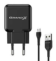 Зарядний пристрій Grand-X CH-03UMB USB 5V 2,1A Black з захистом від перенавантажень + cable USB -> micro USB,