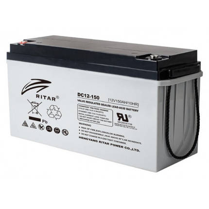 Акумуляторна батарея AGM RITAR DC12-150, Gray Case, 12V 150Ah (495*185*280), фото 1