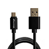 Кабель Grand-X USB-micro USB MM-01B Black 2.1A, 1m, 100% мідь, захисне метеалеве покриття. Упаковка гіфтбокс з