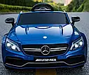 Дитячий електромобіль Mercedes C63 AMG синій лак шкіряне сидіння, фото 4
