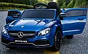 Дитячий електромобіль Mercedes C63 AMG синій лак шкіряне сидіння, фото 3