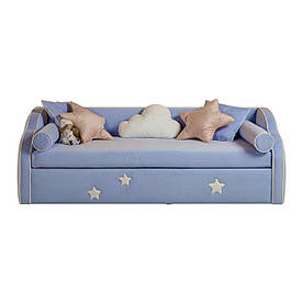 Диван дитячий видвижний м'який MeBelle SOFTY 90х190 з матрасом, світло-синій, голубий велюр