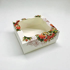 Коробка для зефіру, 150*150*60 мм, з вікном, "Калина"