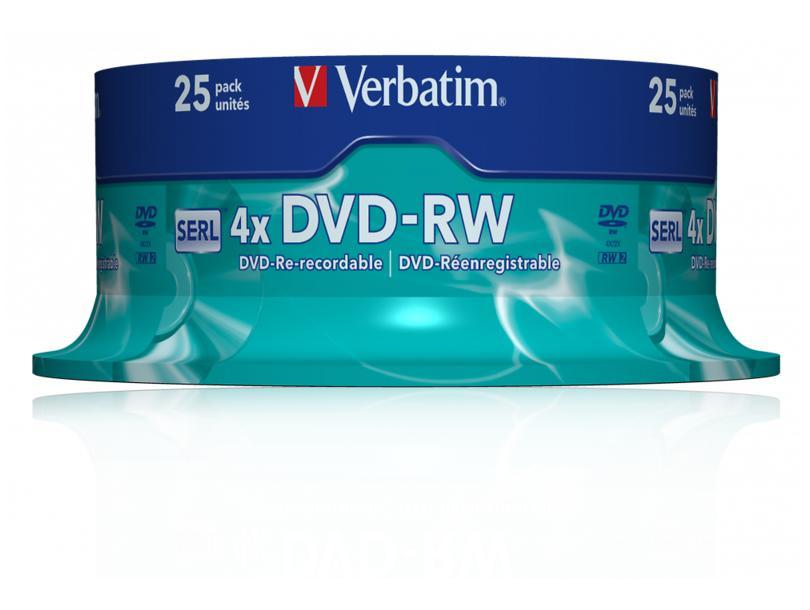 Диск Verbatim DVD-RW 4.7 GB 4x Cake/25