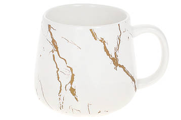 Кухоль порцеляновий Мармурова Розкіш, 450мл, колір - білий з золотом