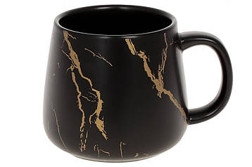 Кухоль порцеляновий Мармурова Розкіш, 450мл, колір - чорний з золотом