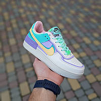 Жіночі літні низькі кросівки Nike Air Force 1 Shadow Бежеві з бірюзою вагія кросівки найк аїр форс