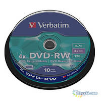 Диск Verbatim DVD-RW 4.7GB 4X Cake/10