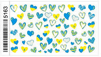 Наклейки (слайдеры) для дизайна ногтей с символикой Украины Сердца Украина 5163
