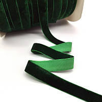 Лента Бархатная (Велюровая) зелёная 10 мм, 1 м