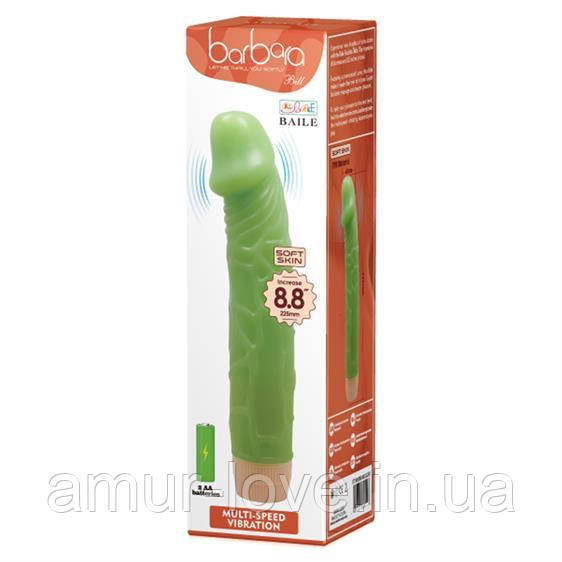 Вибратор Barbara Bill Multi Speed Real Vibrator 22,5 cm Green