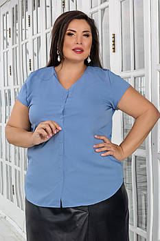 / Розмір 54,56 / Жіноча однотонна блуза батал/колір блакитний