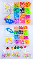 Набор для плетения браслетов из резинок с аксессуарами Fashion loom bands set 12 цветов 1200шт