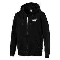 Олимпийка мужская спортивная Puma Essentials Fleece Hooded 851763 01 (черная, теплая, флис, хлопок, лого пума)