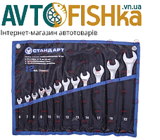 Набір Ключів Рожково-накидних 6-22 мм 12 шт (тканинний чохол) CrV