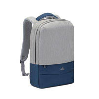 Рюкзак для ноутбука 15.6", Водовідштовхувальний, антизлодій, Сірий із синім RIVACASE 7562 Grey/Dark blue —