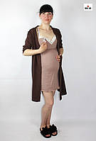 Комплект для роддома для беременных и кормящих мам халат и ночная рубашка кружево 44-54р.