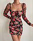 Коротка сукня, що облягає, в квітковий принт з виділеними грудьми на зав'язці (р. 42-46) 77PL4047, фото 2