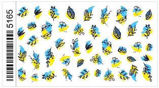 Патріотичні наклейки-слайдери для нігтів з українською символікою. Рослини №5165
