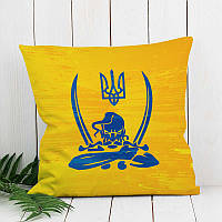 Декоративна подушка 45х45 см, «Козак з гербом» жовта