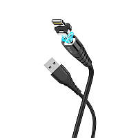 Кабель Usb Lightning HOCO X63 2.4A 1m (круглый,magnetic) Black