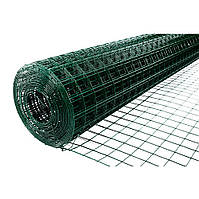 Сітка огорожі зварна Зелена оцинкована з ПВХ-покриттям 50х100, діаметр 2,2, 10 мх1,5 м