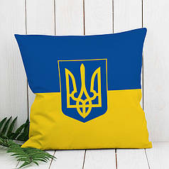 Декоративна подушка 45х45 см, «Прапор України з гербом» синьо-жовта