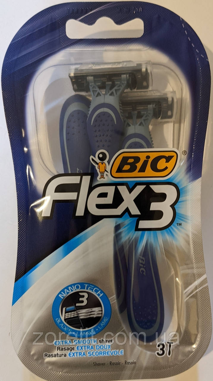 Станок для бритья BIC FLEX 3 (3шт) - фото 1 - id-p1617532342