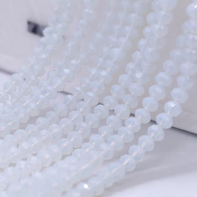 Бусины хрустальные (Рондель) 6х4мм пачка - 85-95 шт, цвет - лунный полуматовый АБ