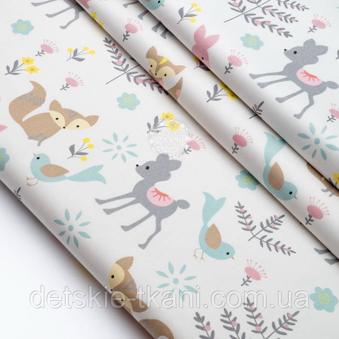 Сатин "Сірі козулі та рожеві зайці", №1493с, фото 1