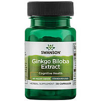 Гинкго Билоба экстракт, Ginkgo Biloba, Swanson, 60 мг, 30 капсул