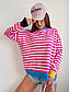 Жіноча кофта в смужку вільного фасону з окантовкою (р. 42-46) 22KF1412, фото 4