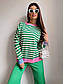 Жіноча кофта в смужку вільного фасону з окантовкою (р. 42-46) 22KF1412, фото 7