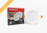 Світильник світлодіодний точковий 15 вт 4200K стельовий ETRON Downlight 1-EDP-628 LED врізний круглий білий
