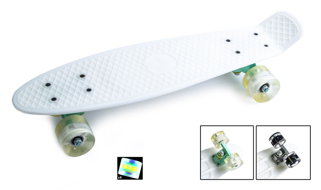 Penny Board Білий світні колеса