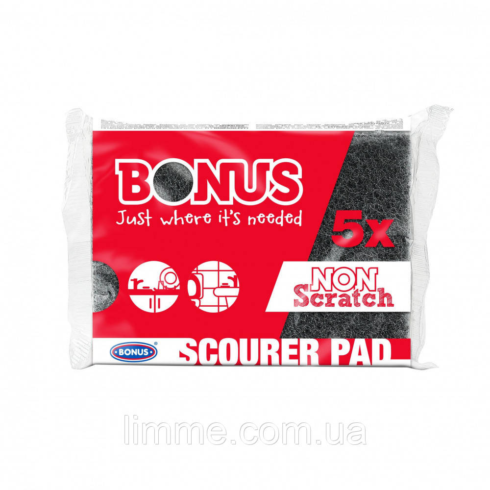 Губка для миття посуду Bonus Scourer Pad 5шт (кольорові)