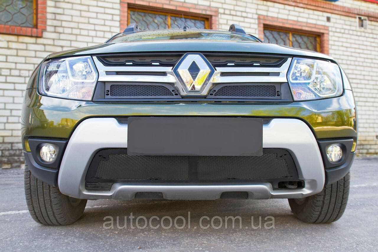 Захисна сітка решітки радіатора та решітки переднього бампера Renault Duster 2015-2017 г. Рено Дастер