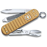 Складной нож Victorinox Classic SD Precious Alox Brass Gold 58 мм 5 функций Золотистый рифленый (0.6221.408G)