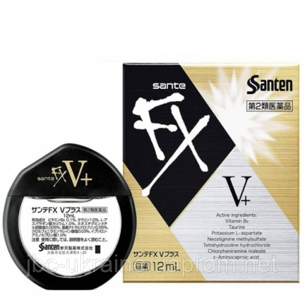 Sante FX V+ Японські очні краплі від почервоніння, сухість з таурином, 12 мл