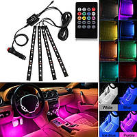 Универсальная автомобильная RGB led подсветка с микрофоном HR-01678 - Цветная подсветка для авто
