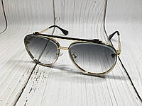 Сонцезахисні окуляри Унісекс авіатор із сірими лінзами із золотою металевою оправою й чорними вставками