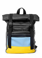 Рюкзак ролл RollTop LTH черный с флагом Украины, рюкзаки городские стильные мужские и женские для города